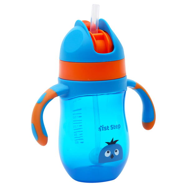 1st Step 220ml Birdie BPA Free Non-Spill Sipper/Sippy Cup with Soft Silicone Straw (Blue)