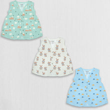 1st Step 100% Soft Muslin Cotton Snap Button Baby Frock - Pack Of 3 - 0-3 Months