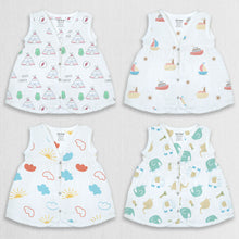 1st Step 100% Soft Muslin Cotton Snap Button Baby Frock - Pack Of 4 - New Born