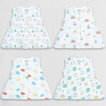 1st Step 100% Soft Muslin Cotton Button Baby Frock - Pack Of 4 - 3-6 Months