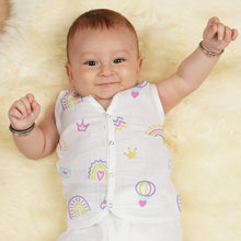 1st Step 100% Soft Muslin Cotton Snap Button Baby Jhabla - Pack Of 4 - 0-3 Months