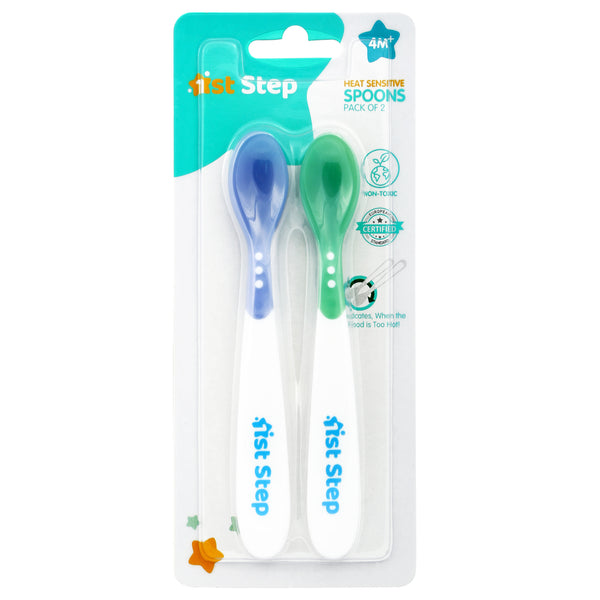 1st Step BPA Free Heat Sensitive Soft Tip Spoon (Blue & Green)