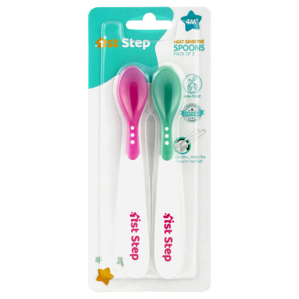1st Step BPA Free Heat Sensitive Soft Tip Spoon (Pink & Green)