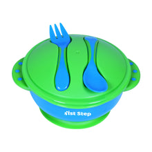 1st Step Feeding Bowl With Cultery - Food Grade Plastic  (Green)