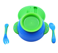 1st Step Feeding Bowl With Cultery - Food Grade Plastic  (Green)