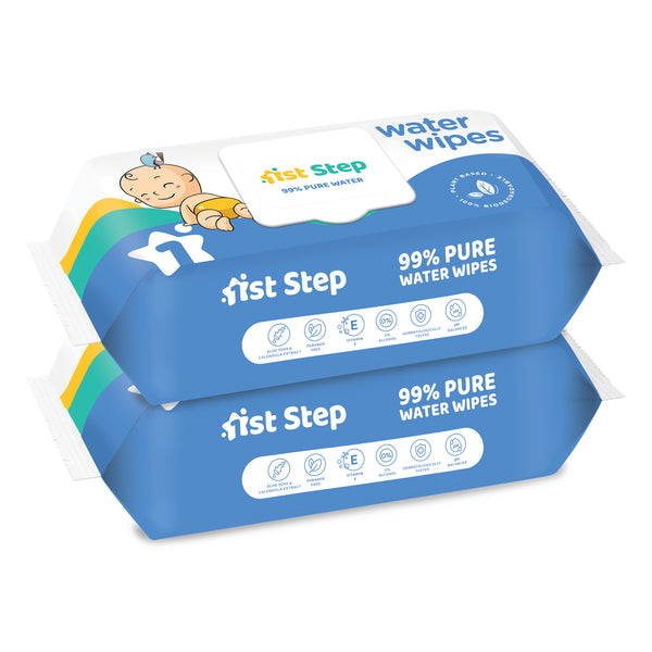 1st Step 99% Pure Water Wipes With Lid, Made With Organic 100% Biodegradable Fabric (144 Wipes)