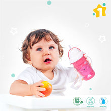 1st Step Matte Collection Ideal for Montessori BPA Free Polypropylene Soft Straw Sipper with Twin Handles for Easy Grip - Pink
