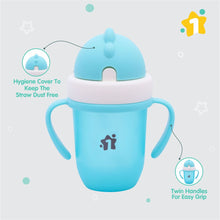 1st Step Matte Collection BPA Free Polypropylene Soft Straw Sipper with Twin Handles for Easy Grip - Blue