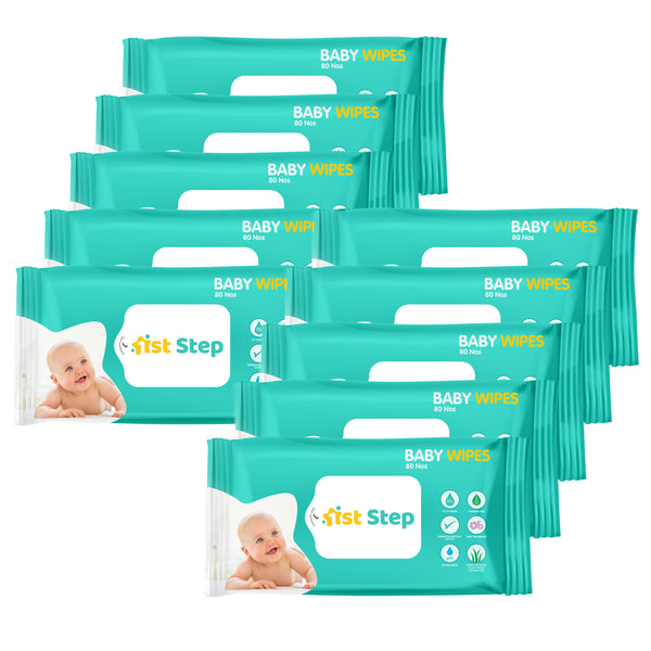 1st Step Baby Wet Wipes Enriched With Aloe-Vera And Jojoba Oil (Pack Of 10) (800 Wipes)