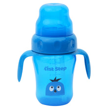 1st Step 210ml Birdie BPA Free Non-SpiII Interchangeable Sipper / Sippy Cup with Soft Silicone Spout And Straw-Blue