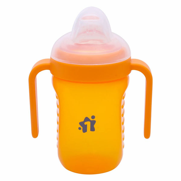 1st Step Matte Collection BPA Free Polypropylene Soft Spout Sipper with Twin Handles for Easy Grip - Orange