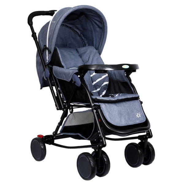 1st Step Cloudie Baby Pram Cum Rocker 2 in 1 Rocking Baby Stroller and Pram-Grey