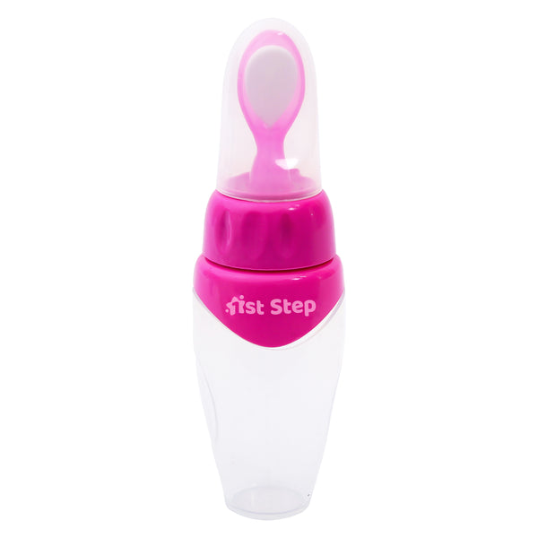 1st Step Non Spill Silicone Soft Squeeze Food Feeder-Pink