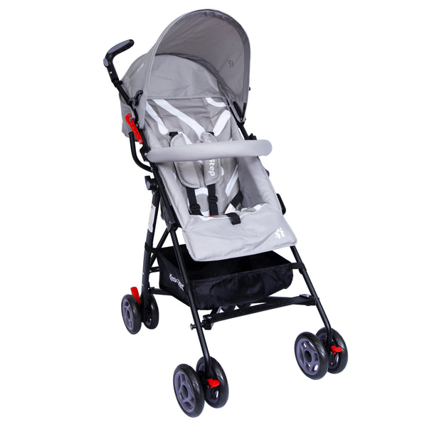 1st Step Jet Stroller/Pram With 5 Point Safety Harness And Adjustable Handles - Grey