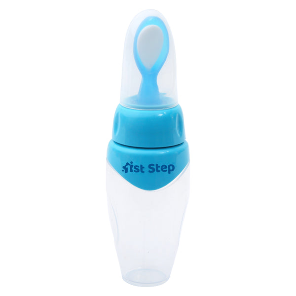 1st Step Non Spill Silicone Soft Squeeze Food Feeder-Blue