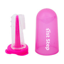 1st Step Silicone Finger Brush with Drying Rack-Pink