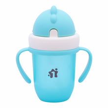 1st Step Matte Collection BPA Free Polypropylene Soft Straw Sipper with Twin Handles for Easy Grip - Blue