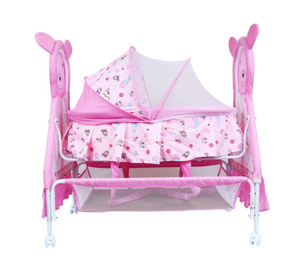 1st Step Cradle With Swing, Mosquito Net And Storage Basket-Pink