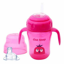 1st Step 210ml Birdie BPA Free Non-SpiII Interchangeable Sipper / Sippy Cup with Soft Silicone Spout And Straw-Pink