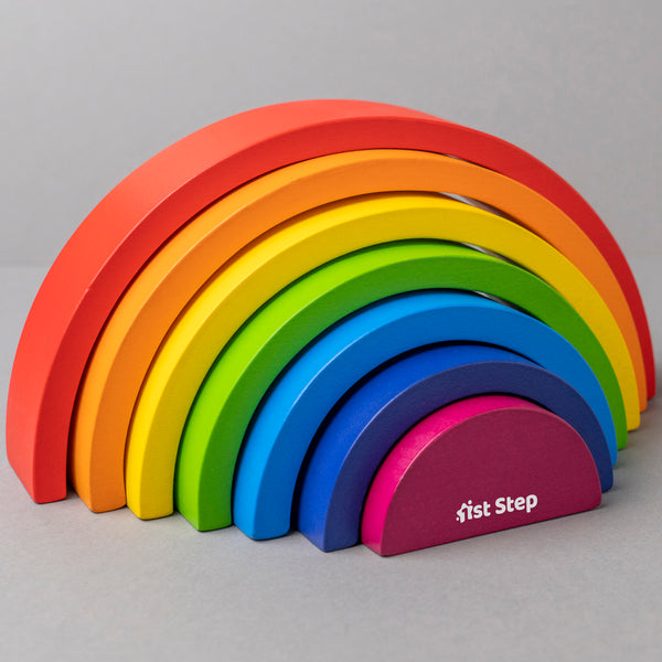 1st Step 7 Pcs Natural Wooden Rainbow Stacker