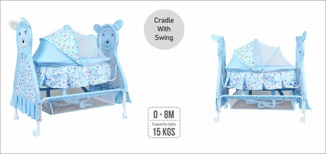1st Step Cradle With Swing, Mosquito Net And Storage Basket-Blue