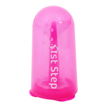 1st Step Silicone Finger Brush with Drying Rack-Pink