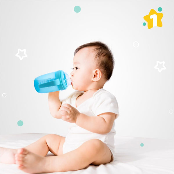 1st Step Matte Collection BPA Free Polypropylene Soft Spout Sipper with Twin Handles for Easy Grip - Blue