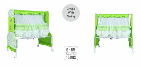 1st Step Cradle With Swing And Mosquito Net-Green