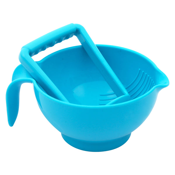 1st Step Portable Grinding Feeding Masher/Serving Bowl for Baby Food Preparation with Spoon - Blue