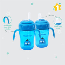 1st Step 210ml Birdie BPA Free Non-SpiII Interchangeable Sipper / Sippy Cup with Soft Silicone Spout And Straw-Blue