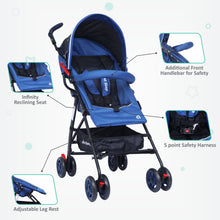 1st Step Jet Stroller/Pram With 5 Point Safety Harness And Adjustable Handles - Navy Blue