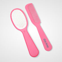 1st Step Matte Collection Easy Grip, Compact, Soft & Gentle Comb and Brush Grooming Set - Pink