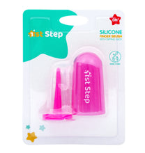 1st Step Silicone Finger Brush with Drying Rack-Pink
