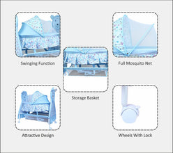 1st Step Cradle With Swing, Mosquito Net And Storage Basket-Blue