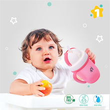 1st Step Matte Collection BPA Free Polypropylene Soft Straw Sipper with Twin Handles for Easy Grip - Pink