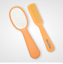 1st Step Matte Collection Easy Grip, Compact, Soft & Gentle Comb and Brush Grooming Set - Orange