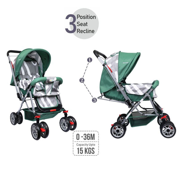 1st Step Yoyo Baby Stroller with 5 Point Safety Harness and Reversible Handlebar Stroller-Green