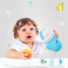 1st Step Matte Collection BPA Free Polypropylene Soft Straw Sipper with Twin Handles for Easy Grip - Blue