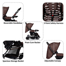 1st Step Cloudie Baby Pram Cum Rocker 2 in 1 Rocking Baby Stroller and Pram-Brown