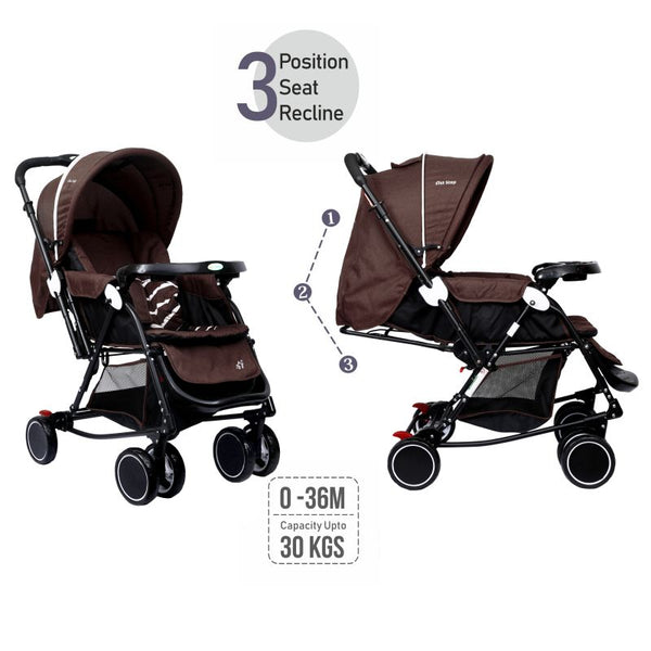 1st Step Cloudie Baby Pram Cum Rocker 2 in 1 Rocking Baby Stroller and Pram-Brown