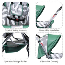 1st Step Yoyo Baby Stroller with 5 Point Safety Harness and Reversible Handlebar Stroller-Green