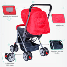 1st Step Yoyo Baby Stroller with 5 Point Safety Harness and Reversible Handlebar Stroller-Red