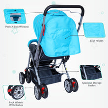 1st Step Yoyo Baby Stroller with 5 Point Safety Harness and Reversible Handlebar Stroller-Blue