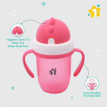 1st Step Matte Collection BPA Free Polypropylene Soft Straw Sipper with Twin Handles for Easy Grip - Pink