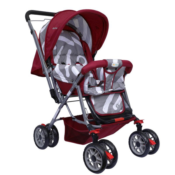 1st Step Yoyo Baby Stroller with 5 Point Safety Harness and Reversible Handlebar Stroller-Red