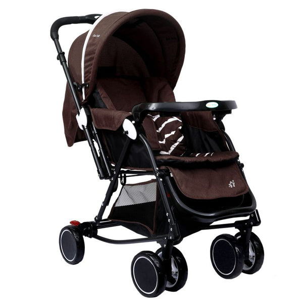 1st Step Cloudie Baby Pram Cum Rocker 2 in 1 Rocking Baby Stroller and Pram-Brown