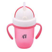 1st Step Matte Collection BPA Free Polypropylene Soft Straw Sipper with Twin Handles for Easy Grip - Pink