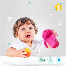 1st Step 210ml Birdie BPA Free Non-SpiII Interchangeable Sipper / Sippy Cup with Soft Silicone Spout And Straw-Pink