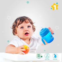 1st Step 150ml Birdie BPA Free Non-SpiII Interchangeable Sipper / Sippy Cup with Soft Silicone Spout And Straw-Blue