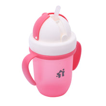 1st Step Matte Collection BPA Free Polypropylene Soft Straw Sipper with Twin Handles for Easy Grip - Pink